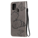 For Samsung Galaxy A21s 3D Butterflies Embossing Pattern Horizontal Flip Leather Case with Holder & Card Slot & Wallet(Grey)