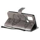 For Samsung Galaxy A21s 3D Butterflies Embossing Pattern Horizontal Flip Leather Case with Holder & Card Slot & Wallet(Grey)