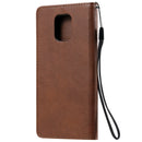 For Xiaomi Redmi Note 9S / Note 9 Pro Solid Color Horizontal Flip Protective Leather Case with Holder & Card Slots & Wallet & Lanyard(Brown)