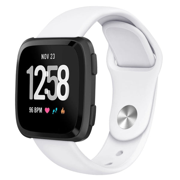 For Fitbit Versa 2 / Fitbit Versa / Fitbit Versa Lite Solid Color Silicone Watch Band, Size:S(White)