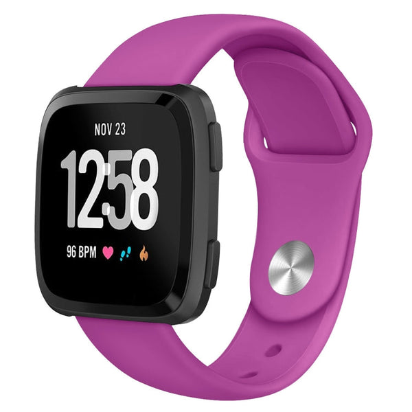 For Fitbit Versa 2 / Fitbit Versa / Fitbit Versa Lite Solid Color Silicone Watch Band, Size:S(Dazzling Purple)