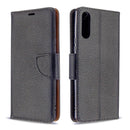 For Sony Xperia L4 Litchi Texture Pure Color Horizontal Flip PU Leather Case with Holder & Card Slots & Wallet & Lanyard(Black)