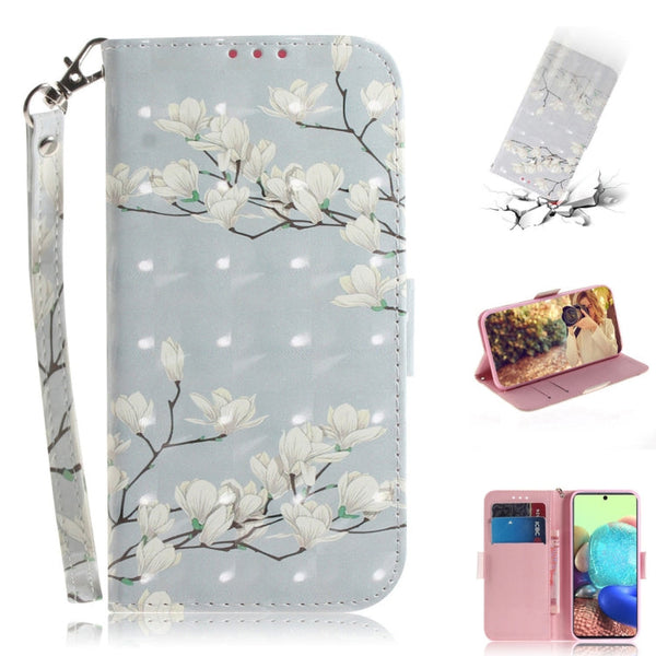 For Samsung Galaxy A71 5G 3D Painted Pattern Magnetic Attraction Horizontal Flip Leather Case with Holder & Card Slot & Wallet & Lanyard(Magnolia)