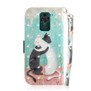 For Xiaomi Redmi Note 9 / Redmi 10X 4G 3D Painted Pattern Magnetic Attraction Horizontal Flip Leather Case with Holder & Card Slot & Wallet & Lanyard(Black White Cat)