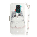 For Xiaomi Redmi Note 9 / Redmi 10X 4G 3D Painted Pattern Magnetic Attraction Horizontal Flip Leather Case with Holder & Card Slot & Wallet & Lanyard(Cute Cat)