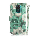 For Xiaomi Redmi Note 9 / Redmi 10X 4G 3D Painted Pattern Magnetic Attraction Horizontal Flip Leather Case with Holder & Card Slot & Wallet & Lanyard(Watercolor Flowers)