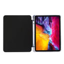 For iPad Pro 11 inch (2020) 3-folding Electric Pressed Skin Texture Horizontal Flip Shockproof Transparent TPU + PU Leather Tablet Case with Holder & Pen Slot & Sleep / Wake-up Function(Black)