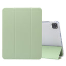 For iPad Pro 11 inch (2020) 3-folding Electric Pressed Skin Texture Horizontal Flip Shockproof Transparent TPU + PU Leather Tablet Case with Holder & Pen Slot & Sleep / Wake-up Function(Green)