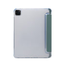 For iPad Pro 11 inch (2020) 3-folding Electric Pressed Skin Texture Horizontal Flip Shockproof Transparent TPU + PU Leather Tablet Case with Holder & Pen Slot & Sleep / Wake-up Function(Deep Green)