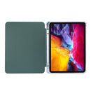 For iPad Pro 11 inch (2020) 3-folding Electric Pressed Skin Texture Horizontal Flip Shockproof Transparent TPU + PU Leather Tablet Case with Holder & Pen Slot & Sleep / Wake-up Function(Deep Green)
