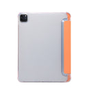 For iPad Pro 11 inch (2020) 3-folding Electric Pressed Skin Texture Horizontal Flip Shockproof Transparent TPU + PU Leather Tablet Case with Holder & Pen Slot & Sleep / Wake-up Function(Orange)