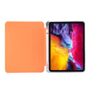 For iPad Pro 11 inch (2020) 3-folding Electric Pressed Skin Texture Horizontal Flip Shockproof Transparent TPU + PU Leather Tablet Case with Holder & Pen Slot & Sleep / Wake-up Function(Orange)