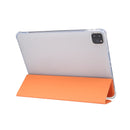 For iPad Pro 11 inch (2020) 3-folding Electric Pressed Skin Texture Horizontal Flip Shockproof Transparent TPU + PU Leather Tablet Case with Holder & Pen Slot & Sleep / Wake-up Function(Orange)