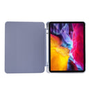 For iPad Pro 11 inch (2020) 3-folding Electric Pressed Skin Texture Horizontal Flip Shockproof Transparent TPU + PU Leather Tablet Case with Holder & Pen Slot & Sleep / Wake-up Function(Baby Blue)
