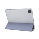 For iPad Pro 11 inch (2020) 3-folding Electric Pressed Skin Texture Horizontal Flip Shockproof Transparent TPU + PU Leather Tablet Case with Holder & Pen Slot & Sleep / Wake-up Function(Baby Blue)