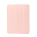 For iPad Pro 11 inch (2020) 3-folding Electric Pressed Skin Texture Horizontal Flip Shockproof Transparent TPU + PU Leather Tablet Case with Holder & Pen Slot & Sleep / Wake-up Function(Light Pink)