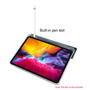 For iPad Pro 11 inch (2020) 3-folding Electric Pressed Skin Texture Horizontal Flip Shockproof Transparent TPU + PU Leather Tablet Case with Holder & Pen Slot & Sleep / Wake-up Function(Light Pink)