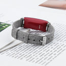 For Fitbit Inspire HR Nylon Canvas Strap Metal Connector Size: Large Size(Light Ggray)
