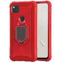 For Google Pixel 4a Carbon Fiber Protective Case with 360 Degree Rotating Ring Holder(Red)