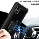 For Samsung Galaxy A21S Carbon Fiber Protective Case with 360 Degree Rotating Ring Holder(Black)