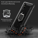 For Samsung Galaxy A21S Carbon Fiber Protective Case with 360 Degree Rotating Ring Holder(Black)