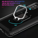 For Samsung Galaxy A21S Carbon Fiber Protective Case with 360 Degree Rotating Ring Holder(Black)