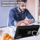 For Samsung Galaxy A21S Carbon Fiber Protective Case with 360 Degree Rotating Ring Holder(Black)
