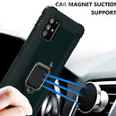 For Samsung Galaxy A21S Carbon Fiber Protective Case with 360 Degree Rotating Ring Holder(Green)