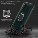 For Samsung Galaxy A21S Carbon Fiber Protective Case with 360 Degree Rotating Ring Holder(Green)