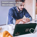 For Samsung Galaxy A21S Carbon Fiber Protective Case with 360 Degree Rotating Ring Holder(Green)