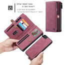 For iPhone SE 2022 / SE 2020 / 8 / 7 CaseMe 018 Detachable Multi-functional Horizontal Flip Leather Case, with Card Slot & Holder & Zipper Wallet & Photo Frame(Red)