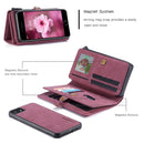 For iPhone SE 2022 / SE 2020 / 8 / 7 CaseMe 018 Detachable Multi-functional Horizontal Flip Leather Case, with Card Slot & Holder & Zipper Wallet & Photo Frame(Red)