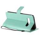 For LG V60 ThinQ 5G Tree & Cat Embossed Pattern Horizontal Flip Leather Case with Holder & Card Slots & Wallet & Lanyard(Green)