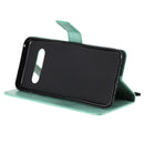 For LG V60 ThinQ 5G Tree & Cat Embossed Pattern Horizontal Flip Leather Case with Holder & Card Slots & Wallet & Lanyard(Green)