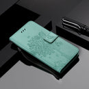 For LG V60 ThinQ 5G Tree & Cat Embossed Pattern Horizontal Flip Leather Case with Holder & Card Slots & Wallet & Lanyard(Green)