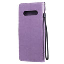 For LG V60 ThinQ 5G Tree & Cat Embossed Pattern Horizontal Flip Leather Case with Holder & Card Slots & Wallet & Lanyard(Light Purple)