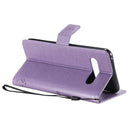 For LG V60 ThinQ 5G Tree & Cat Embossed Pattern Horizontal Flip Leather Case with Holder & Card Slots & Wallet & Lanyard(Light Purple)