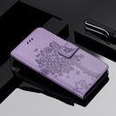 For LG V60 ThinQ 5G Tree & Cat Embossed Pattern Horizontal Flip Leather Case with Holder & Card Slots & Wallet & Lanyard(Light Purple)