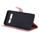 For LG V60 ThinQ 5G Tree & Cat Embossed Pattern Horizontal Flip Leather Case with Holder & Card Slots & Wallet & Lanyard(Rose Gold)