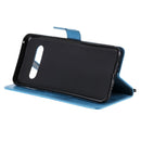 For LG V60 ThinQ 5G Tree & Cat Embossed Pattern Horizontal Flip Leather Case with Holder & Card Slots & Wallet & Lanyard(Blue)