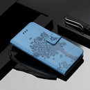 For LG V60 ThinQ 5G Tree & Cat Embossed Pattern Horizontal Flip Leather Case with Holder & Card Slots & Wallet & Lanyard(Blue)