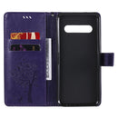 For LG V60 ThinQ 5G Tree & Cat Embossed Pattern Horizontal Flip Leather Case with Holder & Card Slots & Wallet & Lanyard(Purple)