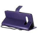 For LG V60 ThinQ 5G Tree & Cat Embossed Pattern Horizontal Flip Leather Case with Holder & Card Slots & Wallet & Lanyard(Purple)