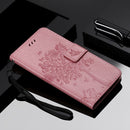 For LG V60 ThinQ 5G Tree & Cat Embossed Pattern Horizontal Flip Leather Case with Holder & Card Slots & Wallet & Lanyard(Pink)