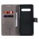 For LG V60 ThinQ 5G Tree & Cat Embossed Pattern Horizontal Flip Leather Case with Holder & Card Slots & Wallet & Lanyard(Grey)