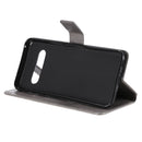 For LG V60 ThinQ 5G Tree & Cat Embossed Pattern Horizontal Flip Leather Case with Holder & Card Slots & Wallet & Lanyard(Grey)