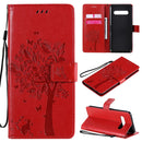 For LG V60 ThinQ 5G Tree & Cat Embossed Pattern Horizontal Flip Leather Case with Holder & Card Slots & Wallet & Lanyard(Red)