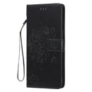 For LG V60 ThinQ 5G Tree & Cat Embossed Pattern Horizontal Flip Leather Case with Holder & Card Slots & Wallet & Lanyard(Black)