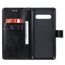 For LG V60 ThinQ 5G Tree & Cat Embossed Pattern Horizontal Flip Leather Case with Holder & Card Slots & Wallet & Lanyard(Black)