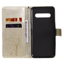 For LG V60 ThinQ 5G Tree & Cat Embossed Pattern Horizontal Flip Leather Case with Holder & Card Slots & Wallet & Lanyard(Gold)